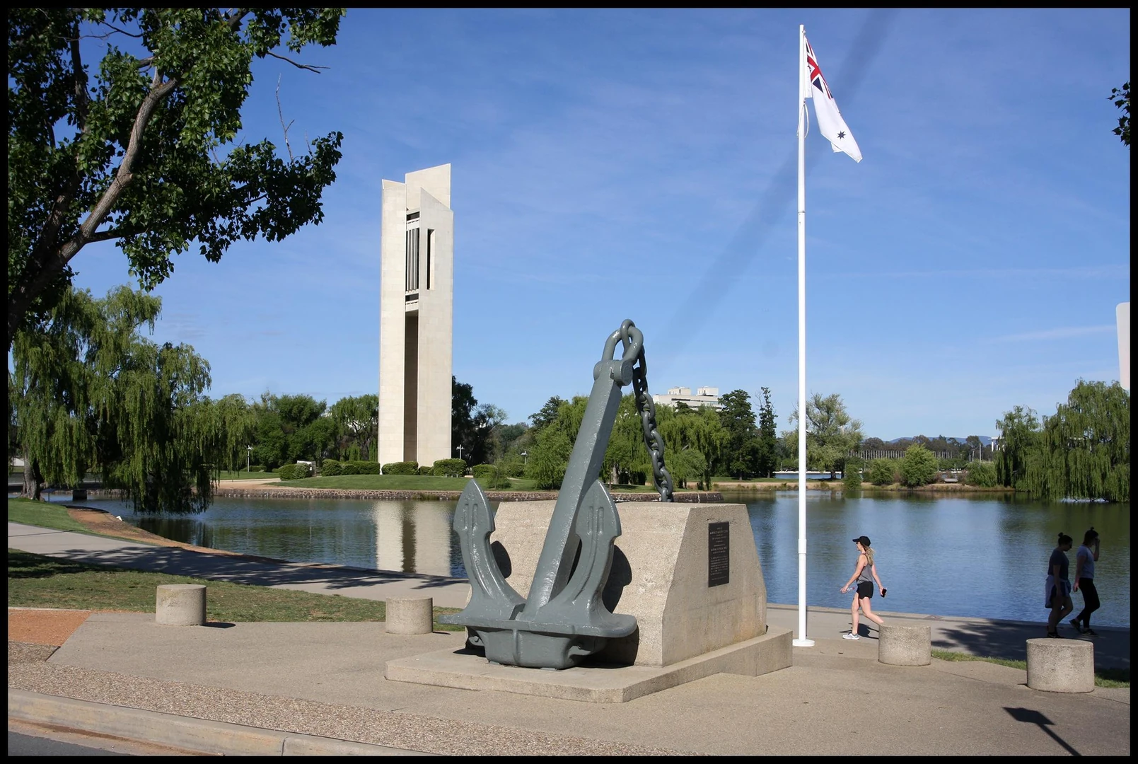 People walking near Lake Burley Griffin